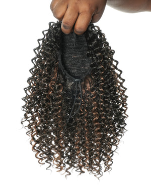 Water Wave Drawstring Ponytail – Premium Human Hair Blend – Instant Curly Extension