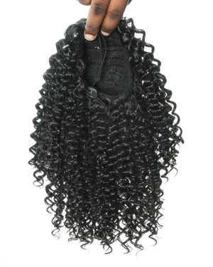 Water Wave Drawstring Ponytail – Premium Human Hair Blend – Instant Curly Extension