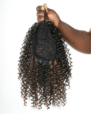 Water Wave Drawstring Ponytail – Premium Human Hair Blend – Instant Curly Extension