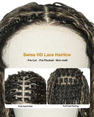 28" Boho Box Braided Wig – Swiss HD Lace 13x6 Frontal – Tangleless Air Spiral Curls
