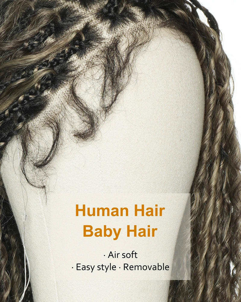 28" Boho Box Braided Wig – Swiss HD Lace 13x6 Frontal – Tangleless Air Spiral Curls