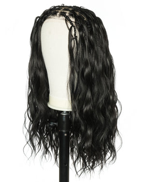 uBraids 24" Full Lace Glueless Blend Human Hair Loose Body Wave Curls Boho Box Braided Wig