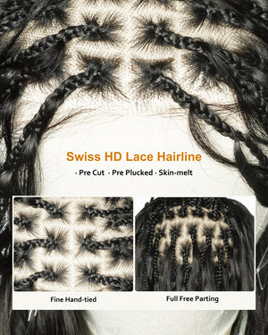 uBraids 24" Full Lace Glueless Blend Human Hair Loose Body Wave Curls Boho Box Braided Wig