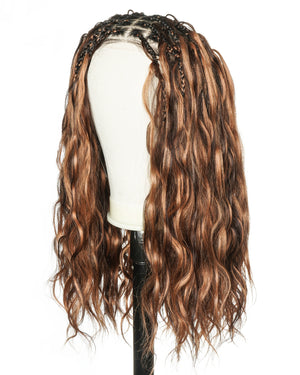 uBraids 24" Full Lace Glueless Blend Human Hair Loose Body Wave Curls Boho Box Braided Wig
