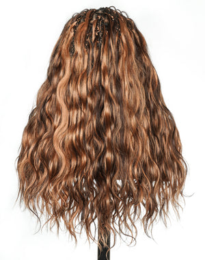 uBraids 24" Full Lace Glueless Blend Human Hair Loose Body Wave Curls Boho Box Braided Wig