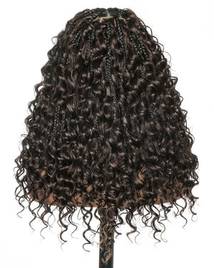 18" Swiss HD Lace Blend Human Hair Glueless Boho Braided Wig