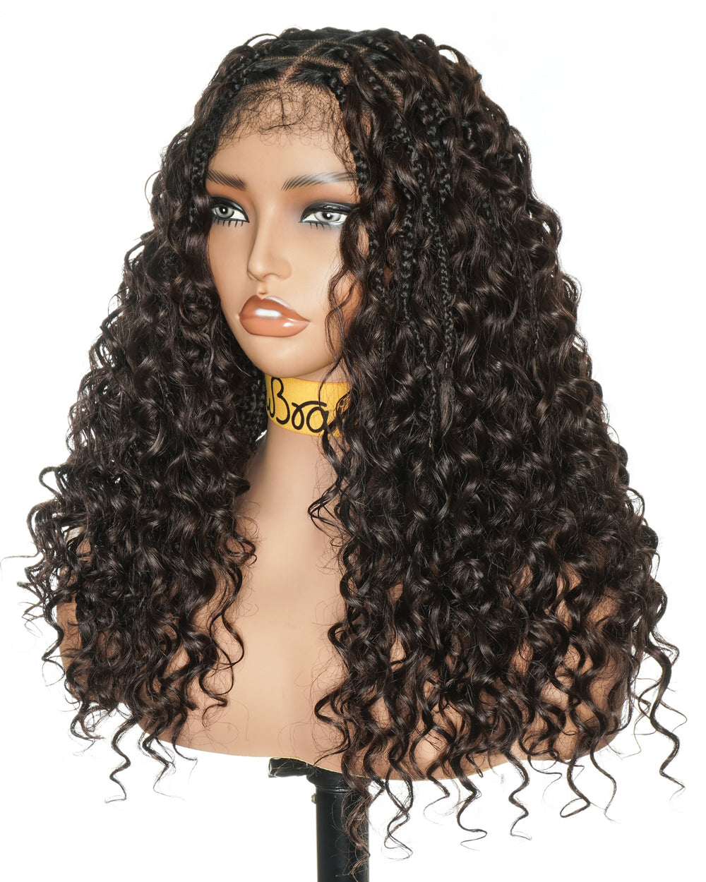 18" Swiss HD Lace Blend Human Hair Glueless Boho Braided Wig