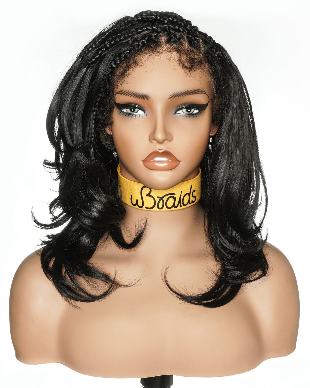 uBraids 14" French Curls Swiss HD Full Lace Boho Box Braided Wig with Human Hair Baby Hair & Drawstring Front and Back