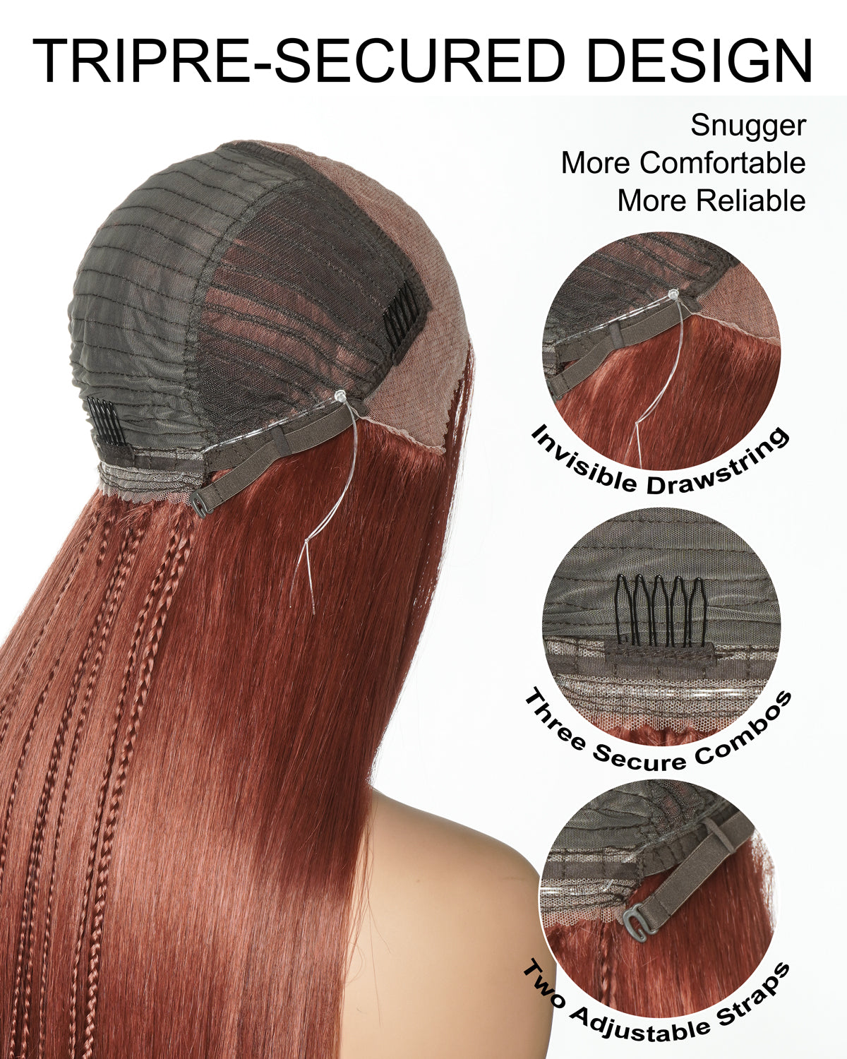 30" Lace Frontal Boho Braided Wig Ginger Color