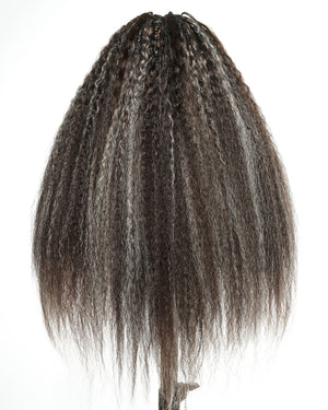 28" Kinky Straight Full Lace Swiss HD Lace Glueless Blend Human Hair Boho Braided Wig