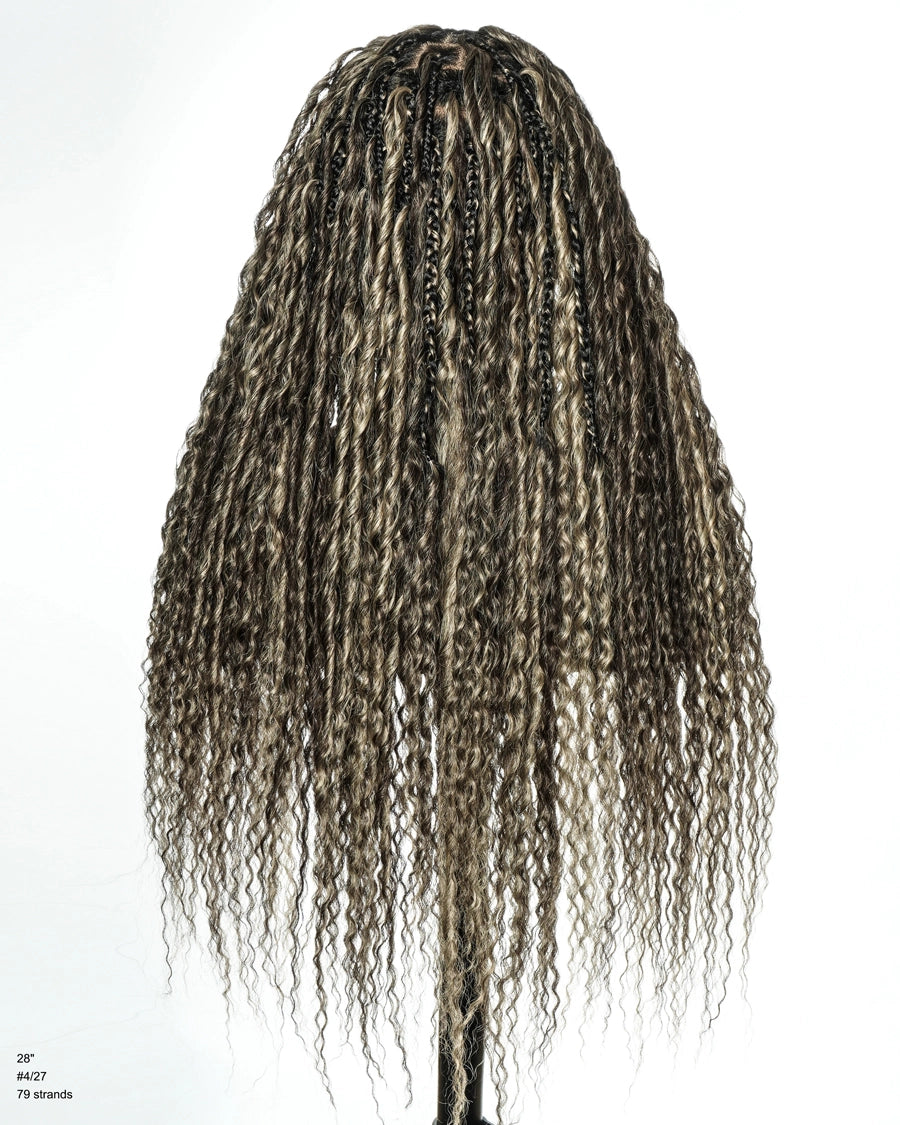 28" Boho Box Braided Wig – Swiss HD Lace 13x6 Frontal – Tangleless Air Spiral Curls