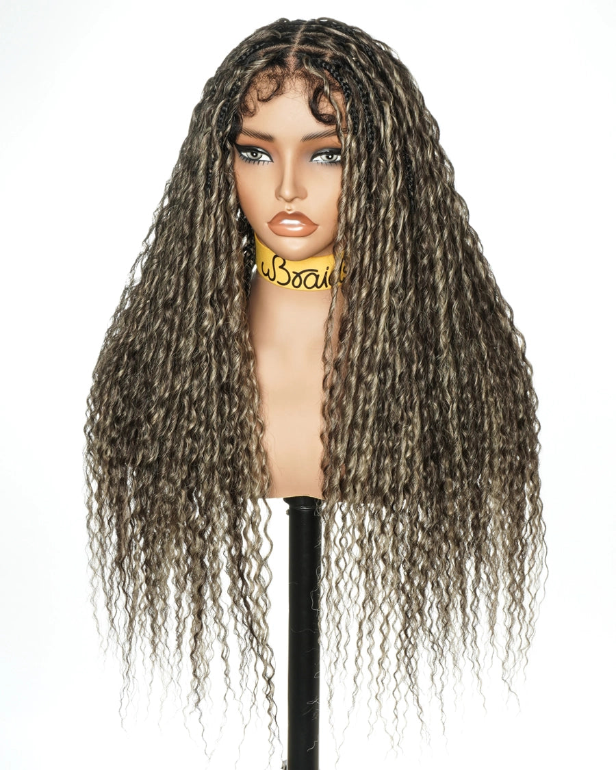 28" Boho Box Braided Wig – Swiss HD Lace 13x6 Frontal – Tangleless Air Spiral Curls