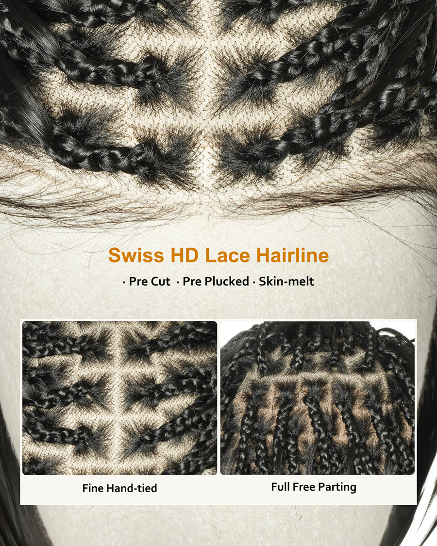 12" French Curls Blend Human Hair Boho Box Braided Wig
