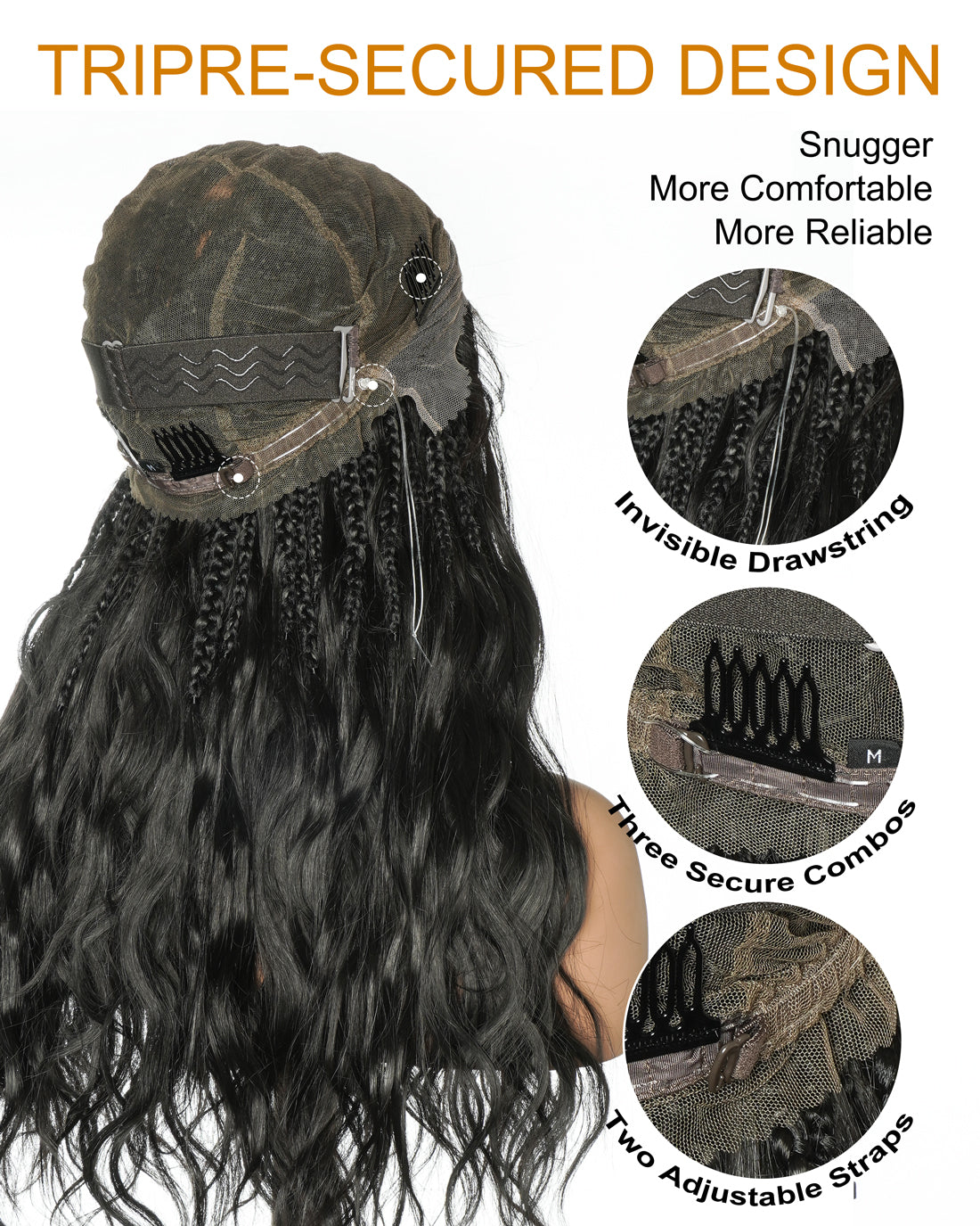 uBraids 24" Full Lace Glueless Blend Human Hair Loose Body Wave Curls Boho Box Braided Wig