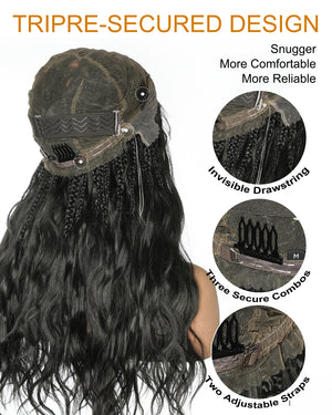 uBraids 24" Full Lace Glueless Blend Human Hair Loose Body Wave Curls Boho Box Braided Wig
