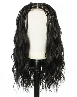 uBraids 24" Full Lace Glueless Blend Human Hair Loose Body Wave Curls Boho Box Braided Wig