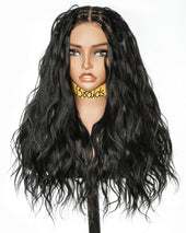 uBraids 24" Full Lace Glueless Blend Human Hair Loose Body Wave Curls Boho Box Braided Wig