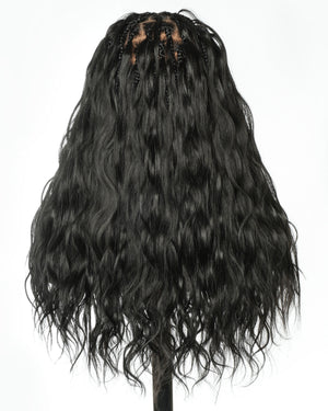 uBraids 24" Full Lace Glueless Blend Human Hair Loose Body Wave Curls Boho Box Braided Wig