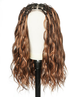 uBraids 24" Full Lace Glueless Blend Human Hair Loose Body Wave Curls Boho Box Braided Wig