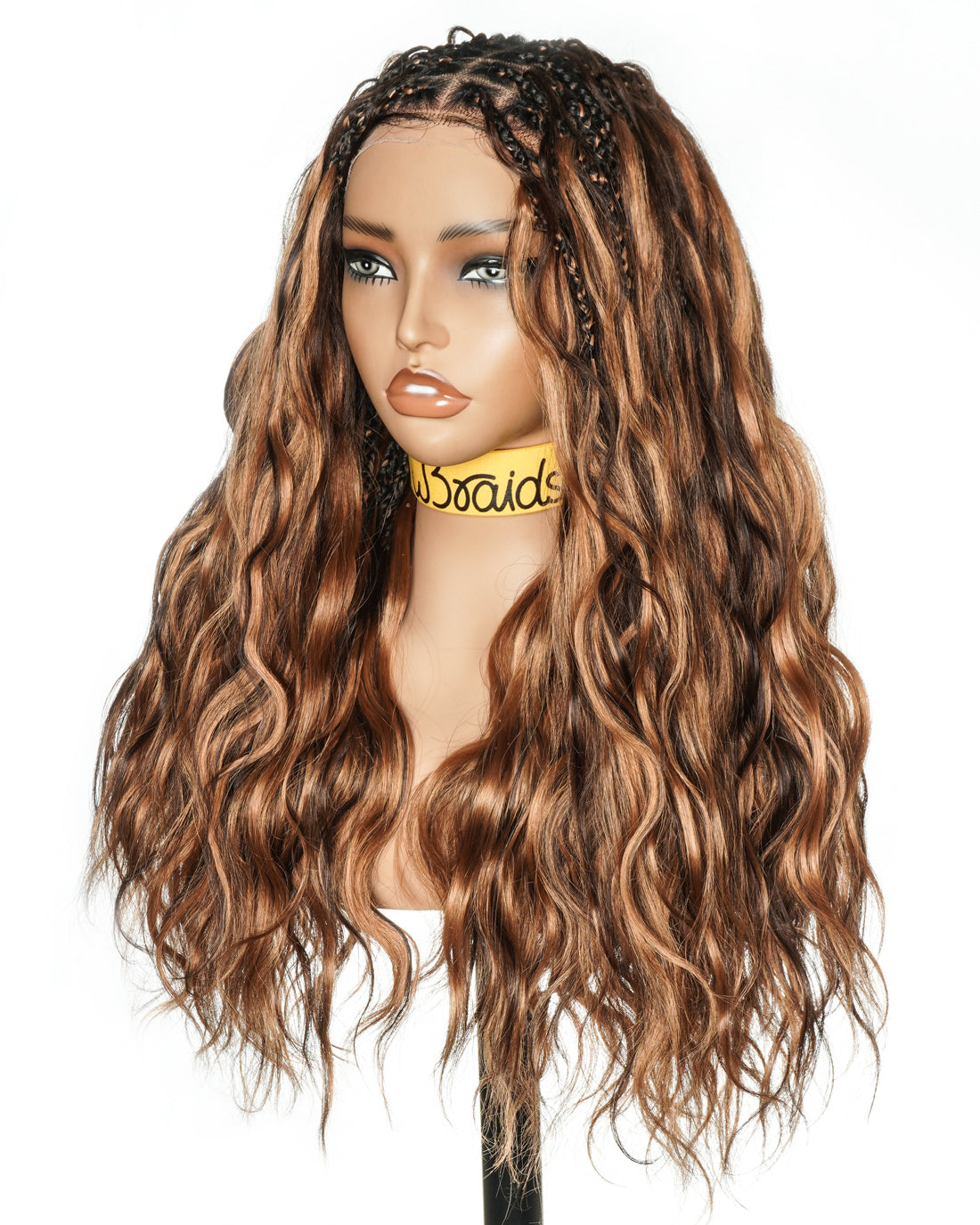 uBraids 24" Full Lace Glueless Blend Human Hair Loose Body Wave Curls Boho Box Braided Wig