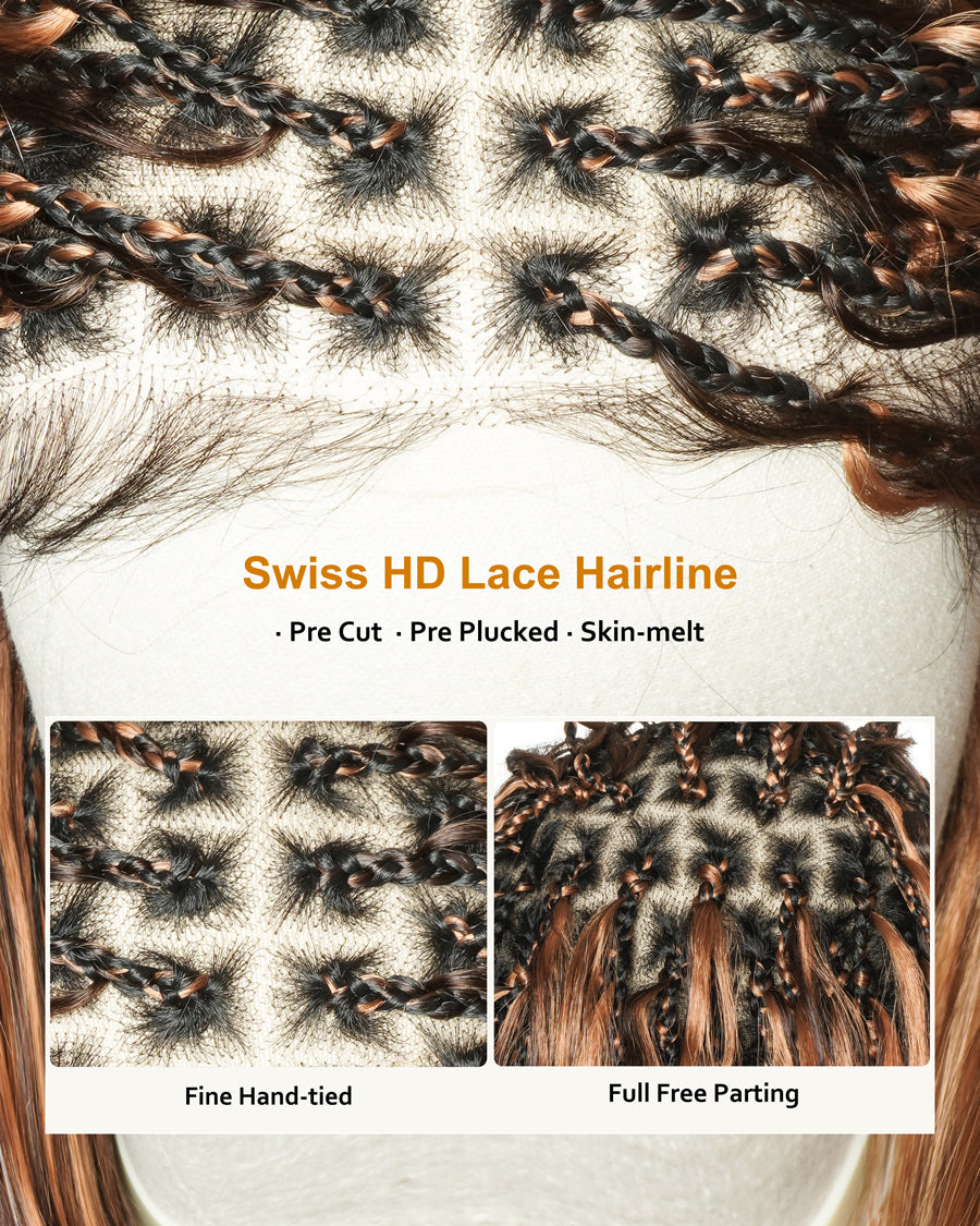 uBraids 24" Full Lace Glueless Blend Human Hair Loose Body Wave Curls Boho Box Braided Wig