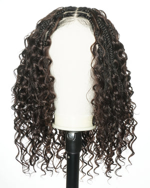 18" Swiss HD Lace Blend Human Hair Glueless Boho Braided Wig