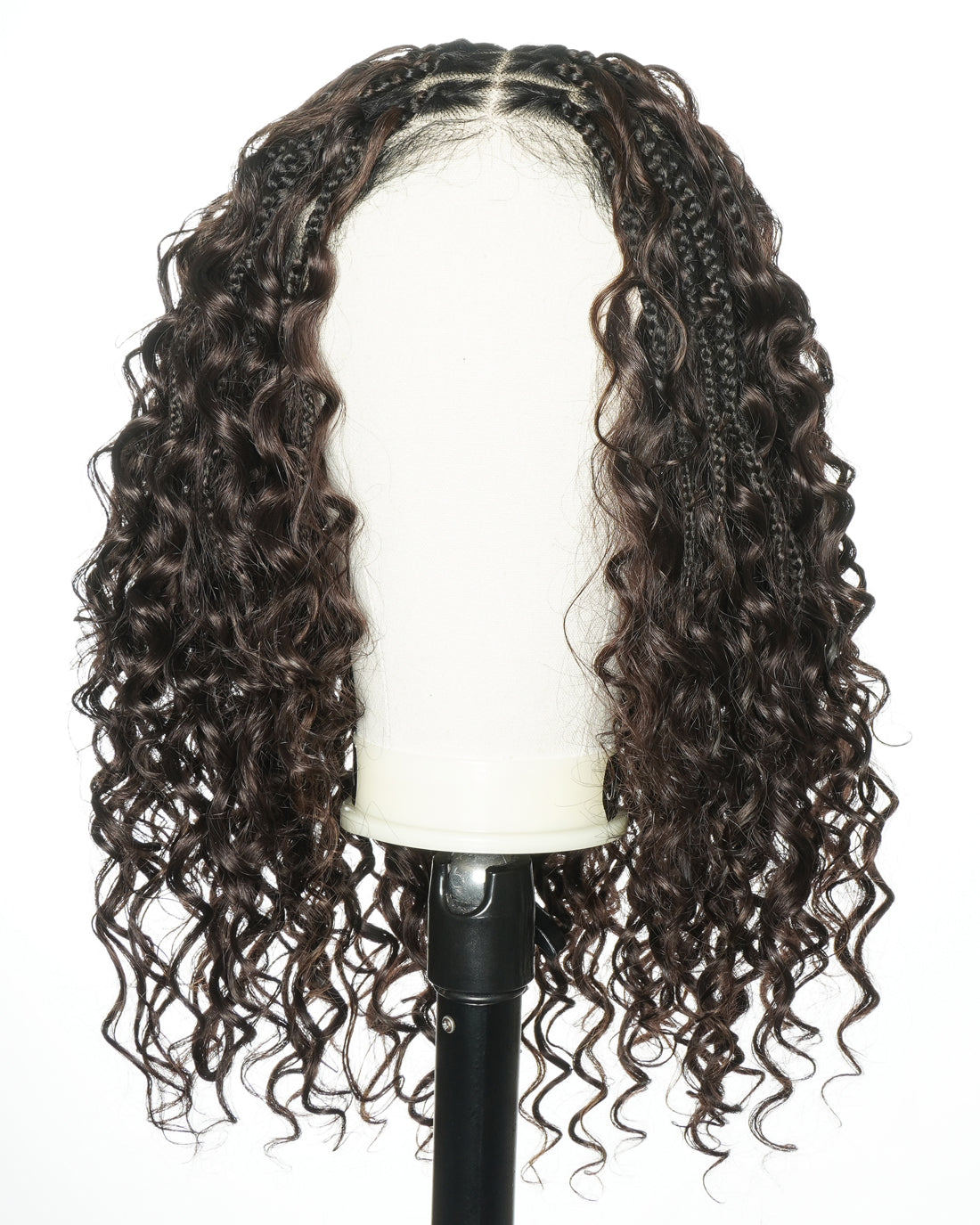 18" Swiss HD Lace Blend Human Hair Glueless Boho Braided Wig