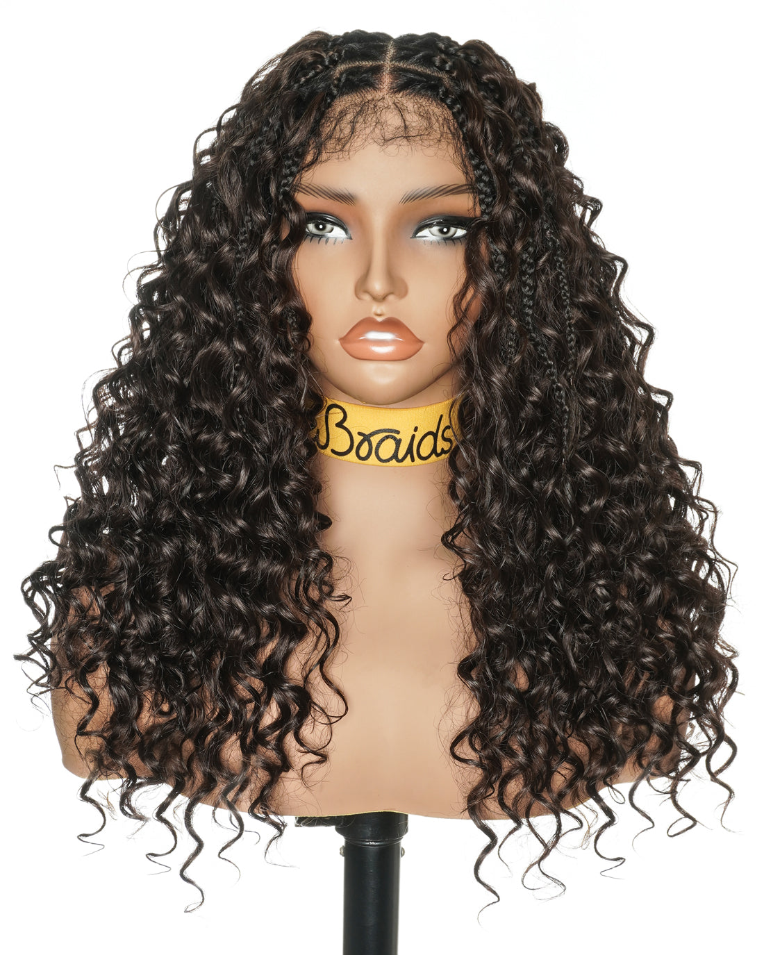 18" Swiss HD Lace Blend Human Hair Glueless Boho Braided Wig