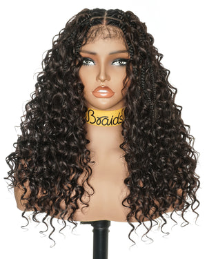 18" Swiss HD Lace Blend Human Hair Glueless Boho Braided Wig