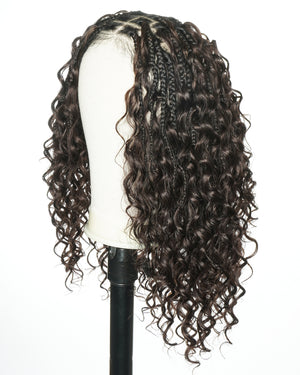 18" Swiss HD Lace Blend Human Hair Glueless Boho Braided Wig
