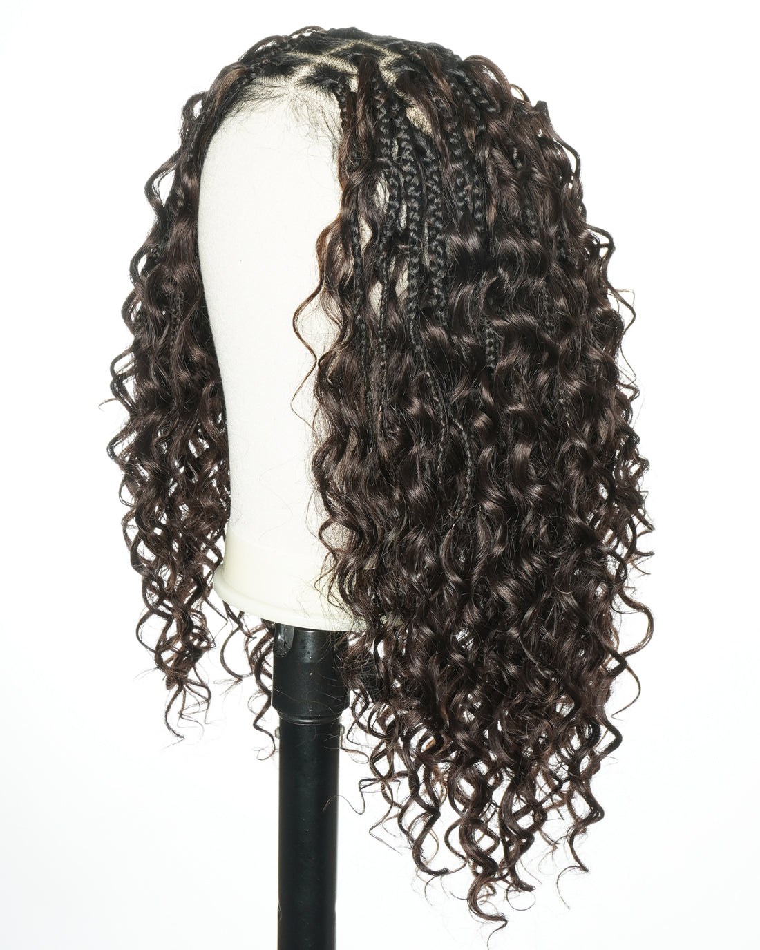 18" Swiss HD Lace Blend Human Hair Glueless Boho Braided Wig