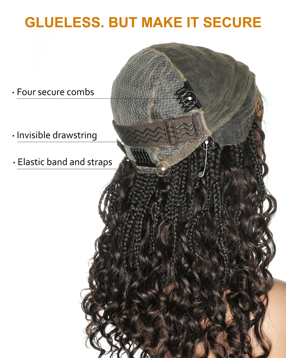 18" Swiss HD Lace Blend Human Hair Glueless Boho Braided Wig