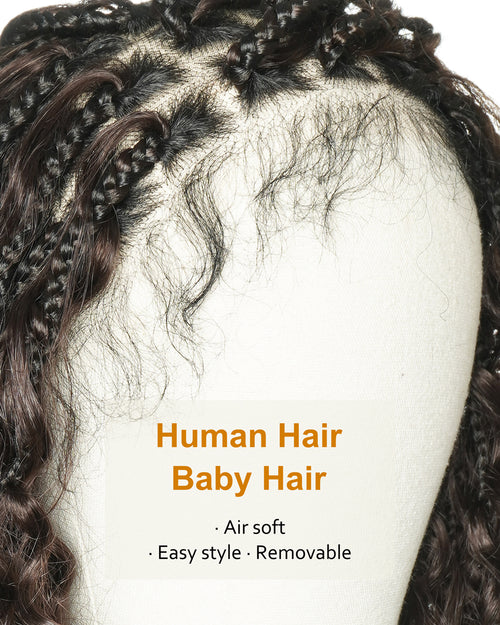 18" Swiss HD Lace Blend Human Hair Glueless Boho Braided Wig