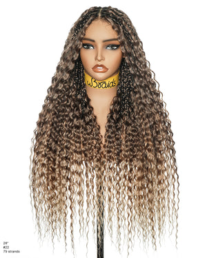 28" Blend Brown Deep Wave Knotless Boho Box Braided Wig