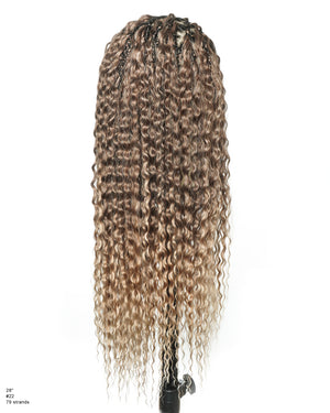 28" Blend Brown Deep Wave Knotless Boho Box Braided Wig