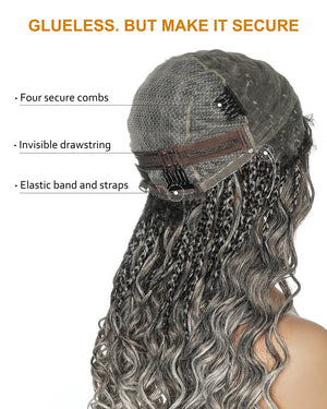 28" Blend Brown Deep Wave Knotless Boho Box Braided Wig