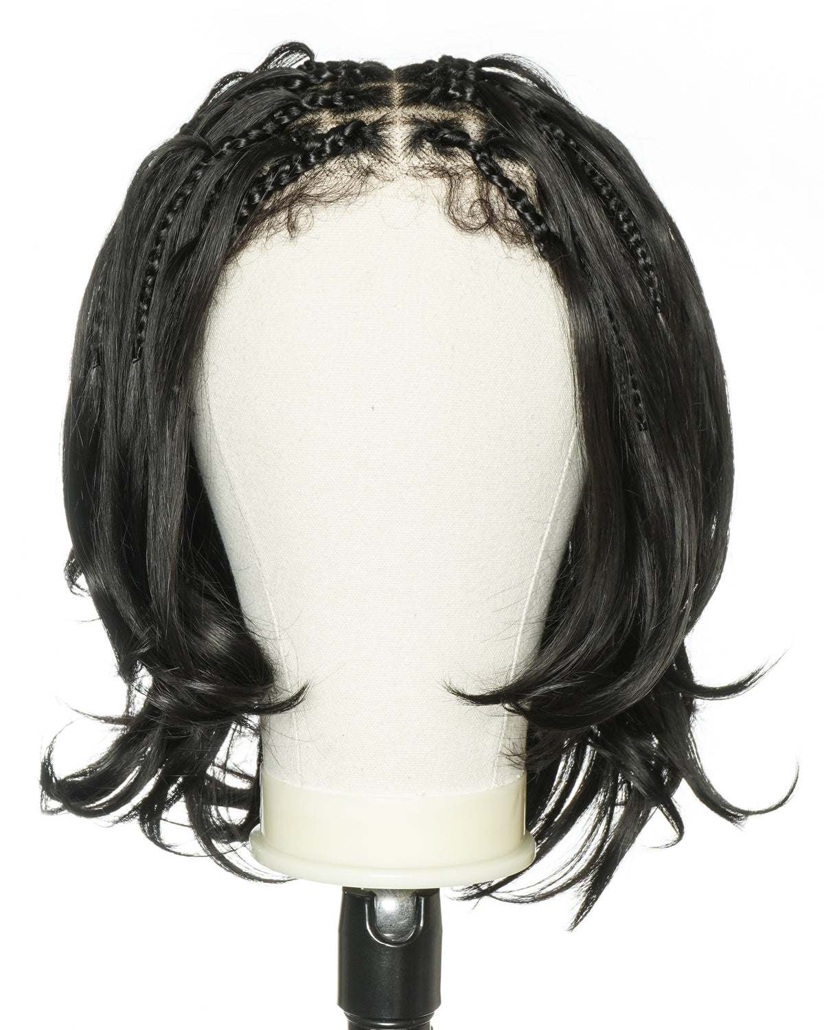 uBraids 14" French Curls Swiss HD Full Lace Boho Box Braided Wig with Human Hair Baby Hair & Drawstring Front and Back