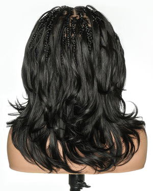 uBraids 14" French Curls Swiss HD Full Lace Boho Box Braided Wig with Human Hair Baby Hair & Drawstring Front and Back