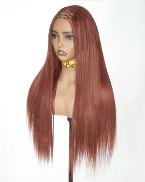 30" Lace Frontal Boho Braided Wig Ginger Color