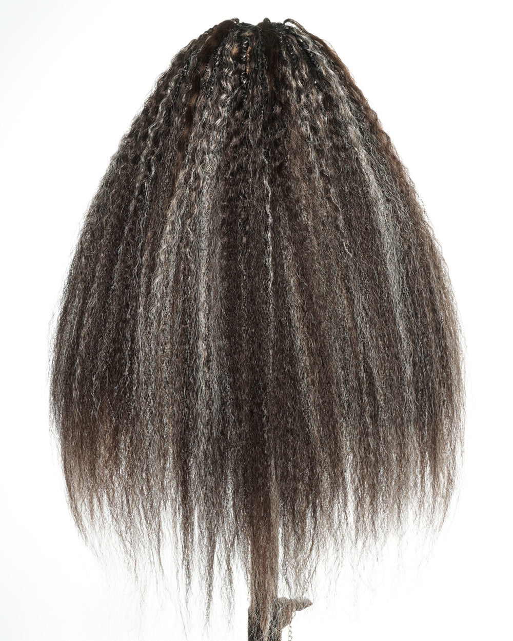 28" Kinky Straight Full Lace Swiss HD Lace Glueless Blend Human Hair Boho Braided Wig