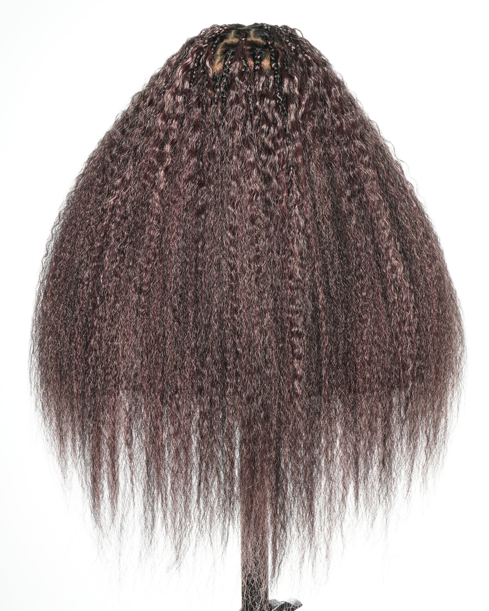 28" Kinky Straight Full Lace Swiss HD Lace Glueless Blend Human Hair Boho Braided Wig