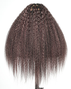 28" Kinky Straight Full Lace Swiss HD Lace Glueless Blend Human Hair Boho Braided Wig